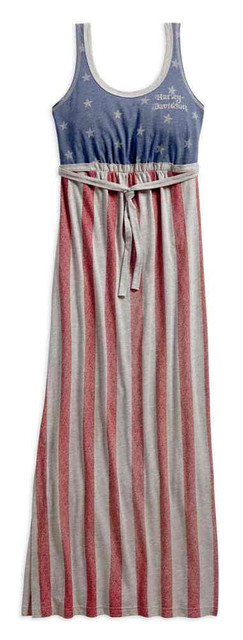 Harley-Davidson Women's Stars & Stripes Americana Maxi Dress, Gray 96212-18VW - Wisconsin Harley-Davidson