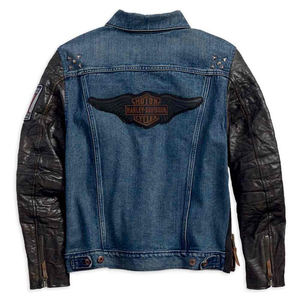 【希少】Harley Davidson ライダースジャケット BLUE Harley Davidson Jacket Mens Large Blue Trucker Denim 105th