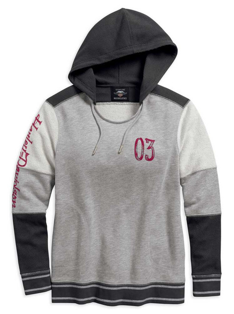 Harley-Davidson Women's Colorblocked French Terry Pullover Hoodie 96150-18VW - Wisconsin Harley-Davidson