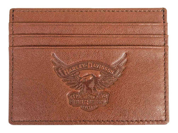 Harley-Davidson Men's Eagle Embossed Leather Front Pocket Wallet EE9076L-SCOTCH - Wisconsin Harley-Davidson