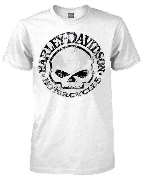 Harley-Davidson Men's Handmade Willie G Skull Short Sleeve T-Shirt, White - Wisconsin Harley-Davidson