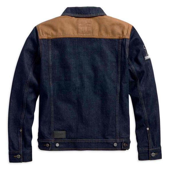 Harley-Davidson® Men's Waxed Canvas Slim Fit Denim Jacket, Dark