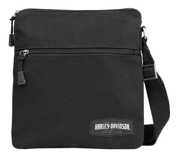 Harley-Davidson Men's H-D Script Canvas Crossbody Bag, Black CC8100S-BLK - Wisconsin Harley-Davidson
