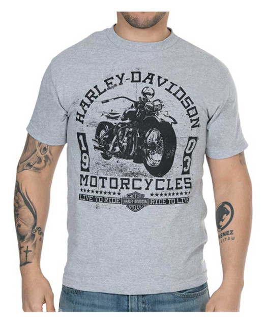 Harley-Davidson Men's Old Days Distressed Short Sleeve T-Shirt - Heather Gray - Wisconsin Harley-Davidson
