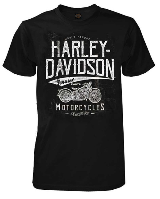 Harley-Davidson Men's Vintage Road Side Short Sleeve Crew T-Shirt, Black - Wisconsin Harley-Davidson