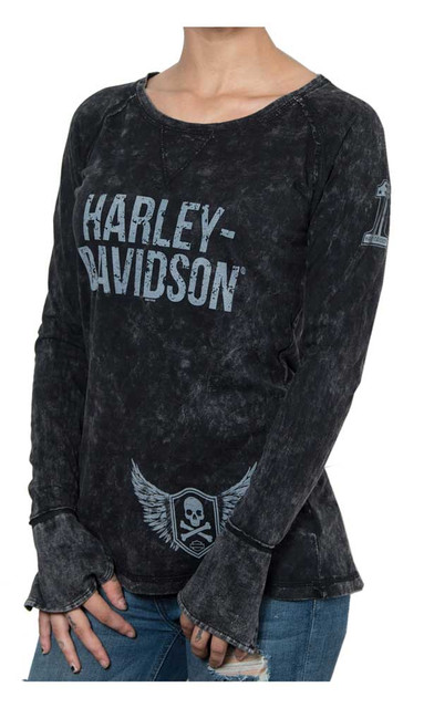 Harley-Davidson Women's Rockstar Premium Long Sleeve Raglan Tee - Smoke - Wisconsin Harley-Davidson