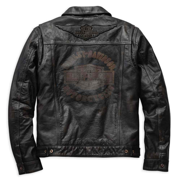 Harley-Davidson® Men's Digger Slim Fit Washed Leather Jacket, Black ...