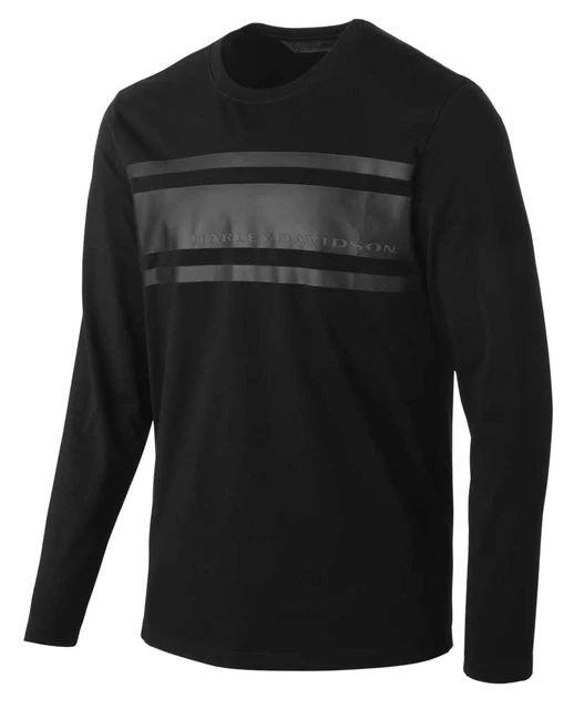 Harley-Davidson Men's Chest Stripe Slim Fit Long Sleeve Tee, Black 99256-19VM - Wisconsin Harley-Davidson