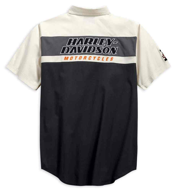 ◆Harley Davidson◆ Vintage Racing Flag Pigment Short Sleeve Men's Iron Bond II Short Sleeve Tee - Colorblock - Harley