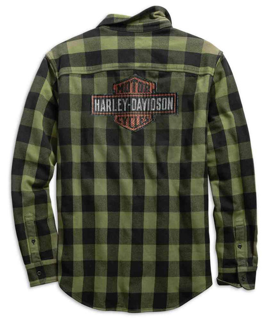 Harley-Davidson® Men's Buffalo Plaid Slim Fit Long Sleeve Shirt, Green  99139-19VM