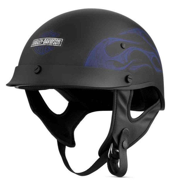Harley-Davidson Men's Wheeler M04 Half Helmet, Matte Black w/ Blue 98132-18VX - Wisconsin Harley-Davidson