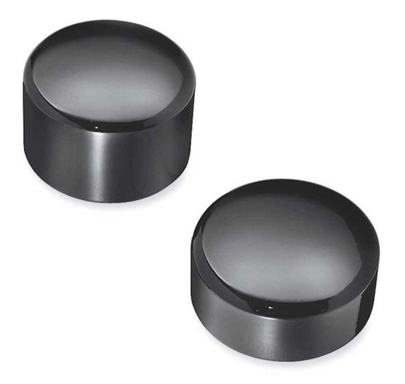 Harley-Davidson Rear Axle Nut Covers - Billet Cut, Gloss Black 43422-09 - Wisconsin Harley-Davidson