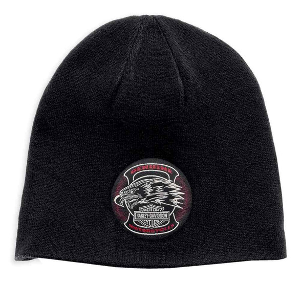 Harley-Davidson Men's Reversible Eagle Patch Knit Beanie Hat, Black 97778-19VM - Wisconsin Harley-Davidson