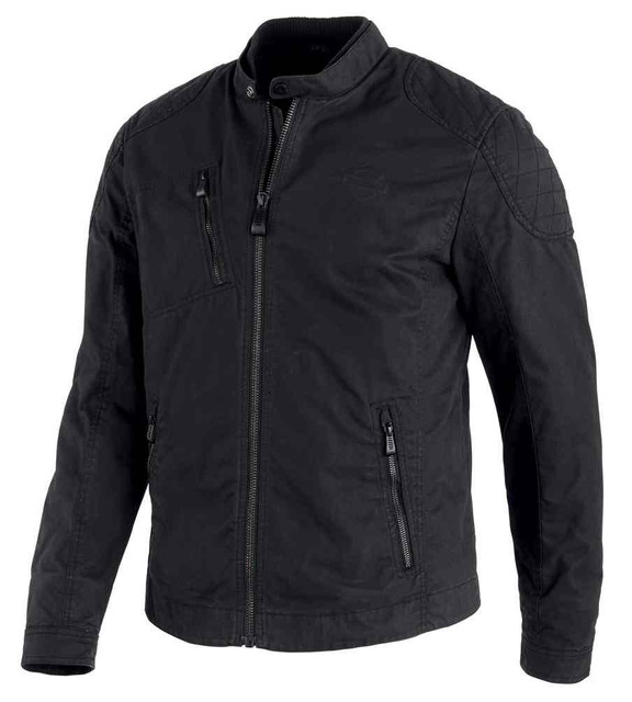 Harley-Davidson Men's Waxed Canvas Slim Fit Casual Jacket, Black 97498-19VM - Wisconsin Harley-Davidson