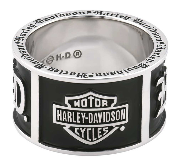 Harley-Davidson Men's Old English Script Bar & Shield Band Ring, Silver HDR0482 - Wisconsin Harley-Davidson