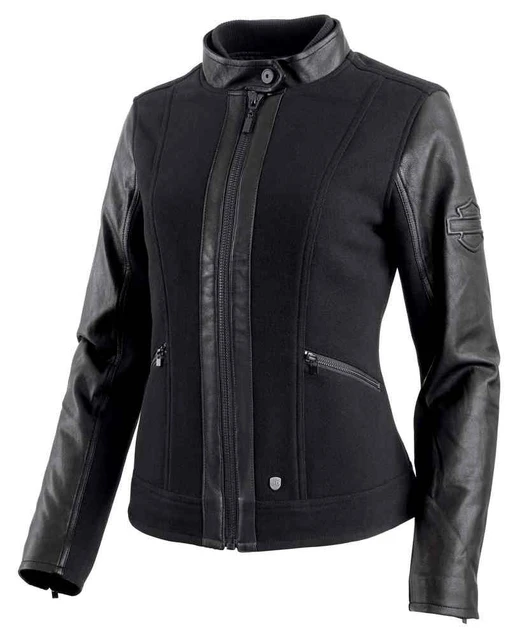 Harley-Davidson Women's Wool Blend Leather Accent Casual Jacket 97483-19VW - Wisconsin Harley-Davidson