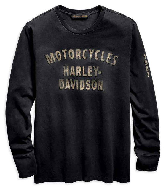 Harley Davidson® Mens Felt Letter Slim Fit Long Sleeve Shirt Gray 96559 19vm Wisconsin 