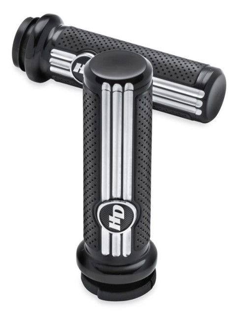 Harley-Davidson Defiance Hand Grips, Black Anodized Machine Cut 56100174 - Wisconsin Harley-Davidson