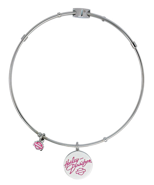 Harley-Davidson Women's Pink Label Charm Bangle Bracelet, 7.5 in HSB0024-7.5 - Wisconsin Harley-Davidson