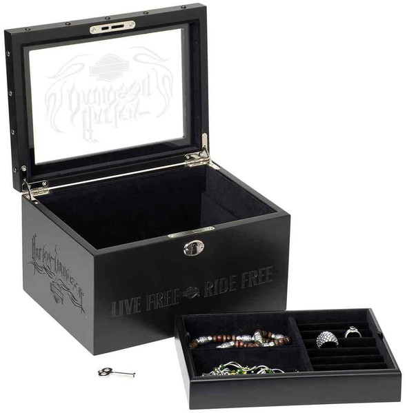 Harley-Davidson® Live Free - Ride Free Wooden Jewelry Box, Velvet