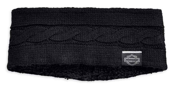 Harley-Davidson Women's Cable Knit Ear Warmer w/ Sherpa Fleece Lining 97741-19VW - Wisconsin Harley-Davidson