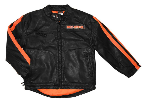 Harley-Davidson Little Boys' Faux Leather Biker Toddler Jacket, Black 6074849 - Wisconsin Harley-Davidson
