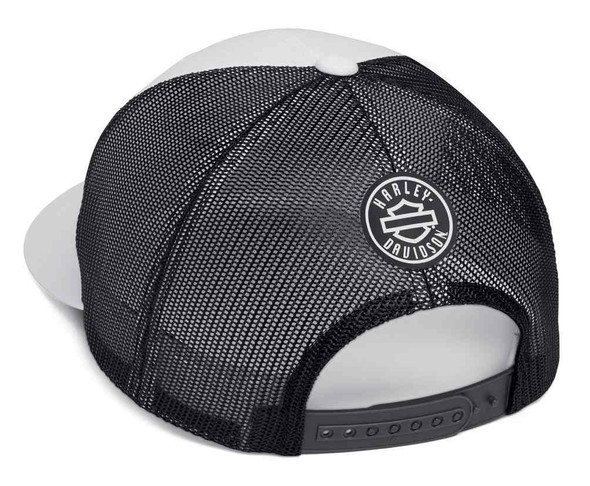 Harley-Davidson® Men's Logo Colorblock Trucker Cap, White & Black