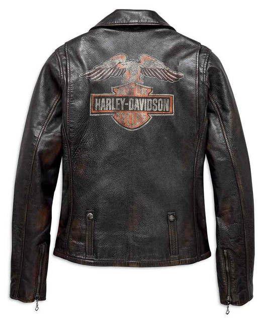Harley-Davidson® Women's Eagle Logo Distressed Leather Biker