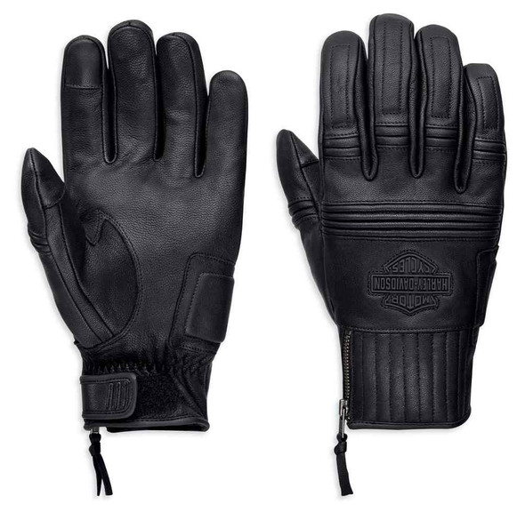 Harley-Davidson Men's Ogden Full-Finger Leather Gloves, Black 98348-19VM - Wisconsin Harley-Davidson