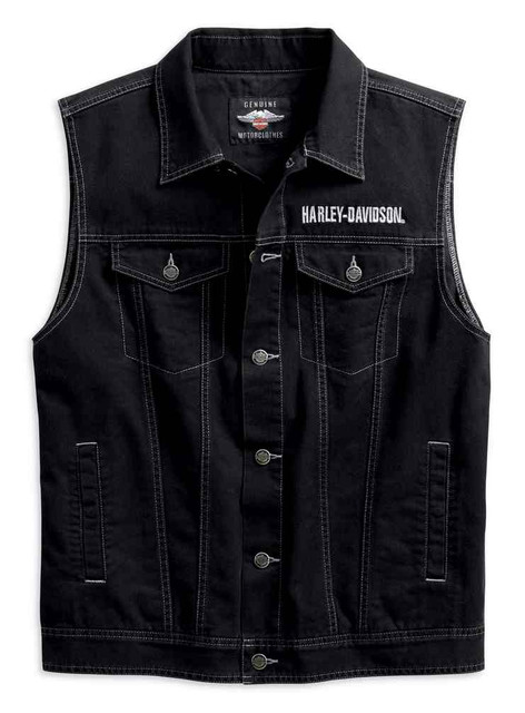 Men's Embossed Upright Eagle Denim Vest 