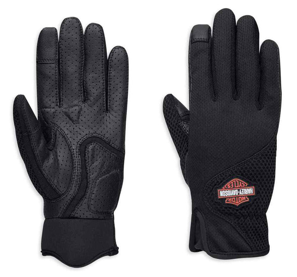 Harley-Davidson Women's Odessa Mesh Full-Finger Gloves, Black 98330-19VW - Wisconsin Harley-Davidson