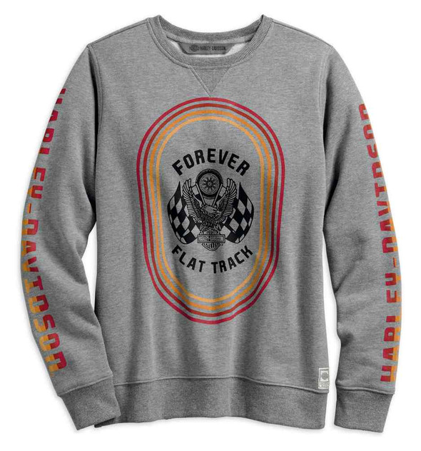 Harley-Davidson Women's Forever Flat Track Pullover Sweatshirt, Gray 99240-19VW - Wisconsin Harley-Davidson