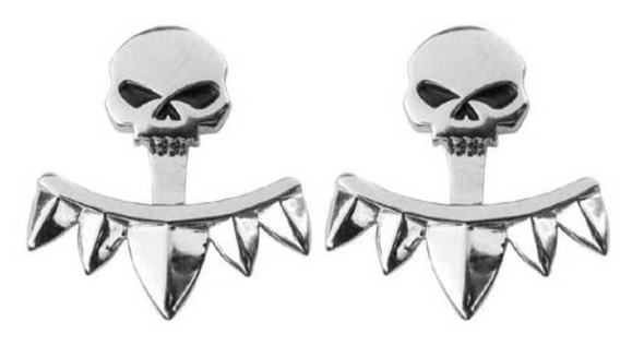 Harley-Davidson Women's Skull & Triangle Ear Jackets, Sterling Silver HDE0456 - Wisconsin Harley-Davidson