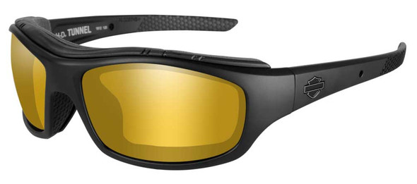 Harley-Davidson Men's Tunnel Sunglasses, PPZ Amber Gold Lens/Black Frame HDTNL09 - Wisconsin Harley-Davidson