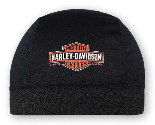 Harley-Davidson Men's Long Bar & Shield Skull Cap, Black Orange & White SK31230 - Wisconsin Harley-Davidson
