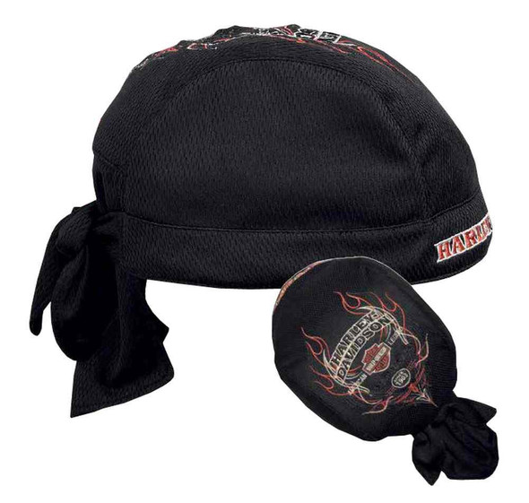 Harley-Davidson® Men's Flames Quick Dry Mesh Skull Cap - Black
