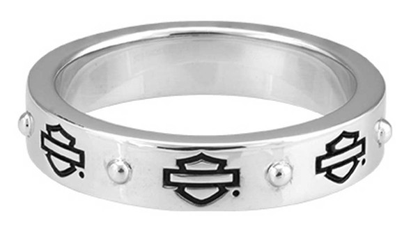 Harley-Davidson Women's Bar & Shield Outline Band Stackable Ring, Silver HDR0497 - Wisconsin Harley-Davidson