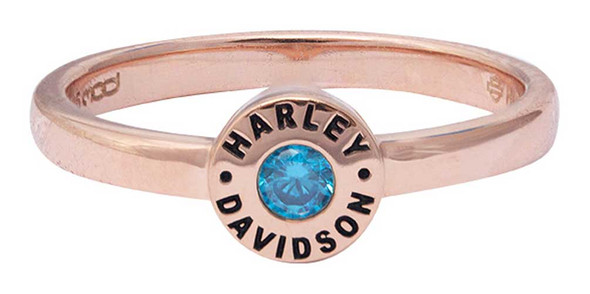 Harley-Davidson Women's Rose Gold Plated Blue Stone Stackable Ring HDR0492 - Wisconsin Harley-Davidson