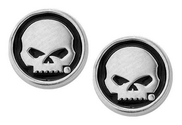 Harley-Davidson Women's Black Enamel Willie G Skull Post Style Earrings HDE0499 - Wisconsin Harley-Davidson