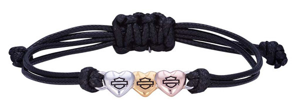 Harley-Davidson Women's Multi-Colored B&S Hearts Wax Cord Bracelet HDB0414 - Wisconsin Harley-Davidson