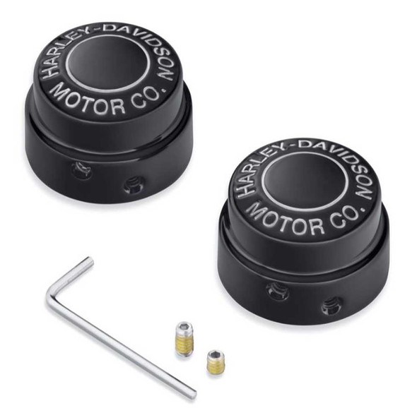 Harley-Davidson Motor Co. Front Axle Nut Covers, Multi-Fit Item - Black 43000177 - Wisconsin Harley-Davidson