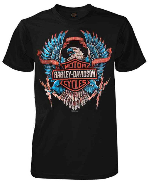 Harley-Davidson Men's B&S Eagle Short Sleeve Crew Neck Cotton T-Shirt, Black - Wisconsin Harley-Davidson