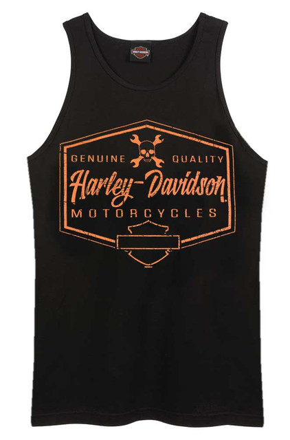 Harley-Davidson Men's Distressed Tantrum Sleeveless Tank Top - Solid Black - Wisconsin Harley-Davidson