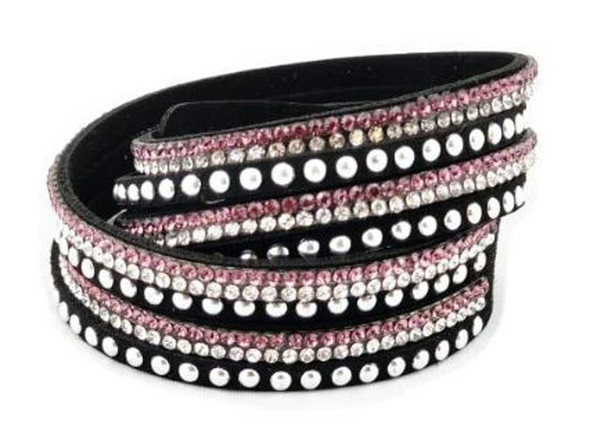 Women's Silver Studded with Bling Embellishment Purple Faux Suede Bracelet 84073 - Wisconsin Harley-Davidson