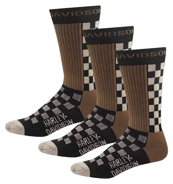 Harley-Davidson Men's Checkered Vented Riding Socks, 3 Pairs D99233470-001 - Wisconsin Harley-Davidson