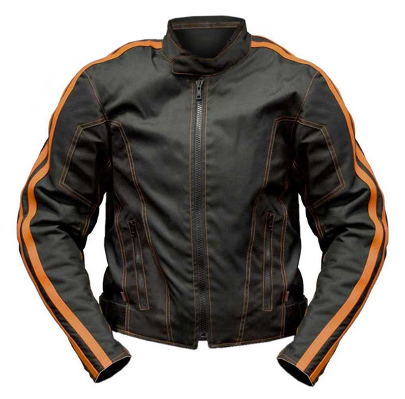 Redline Men's Cordura 600D Waterproof Riding Jacket - Black & Orange M-4301 - Wisconsin Harley-Davidson