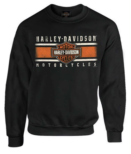 Harley-Davidson Men's Custom Iconic B&S Fleece Pullover Sweatshirt - Black - Wisconsin Harley-Davidson