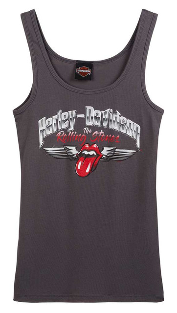 Harley-Davidson Women's Rolling Stones Chrome Wings Sleeveless Tank Top - Gray - Wisconsin Harley-Davidson