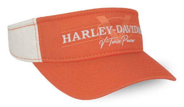 Harley-Davidson Women's V-Twin Power Adjustable Visor, Orange & Tan VIS132579 - Wisconsin Harley-Davidson
