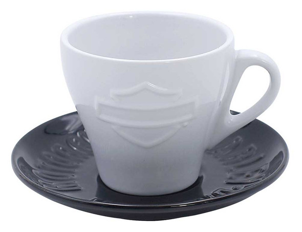 Harley-Davidson Silhouette Bar & Shield Ceramic Cup & Saucer - 6 oz. HDX-98619 - Wisconsin Harley-Davidson